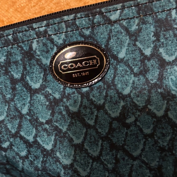 Coach Turquoise Snake Pattern Wristlet - Picture 2 of 5